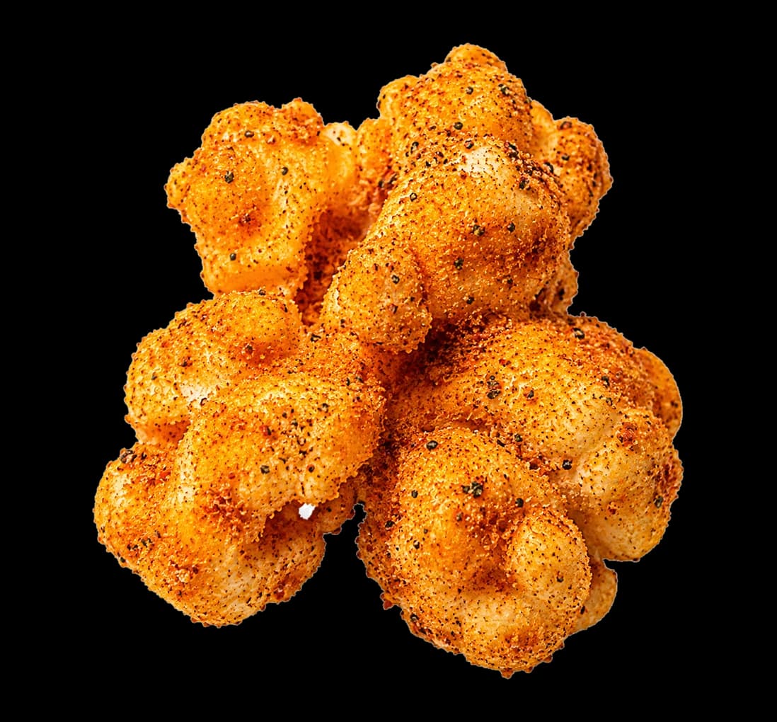A Kernando kernel, coated in dry-rub seasoning